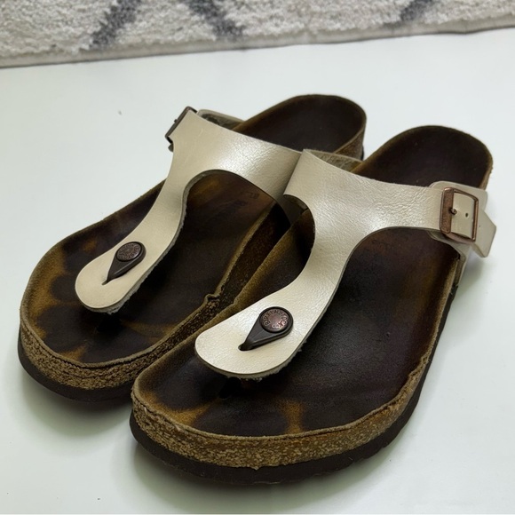 Birkenstock Gizeh Women’s 40 Graceful Pearl White Thong Style Sandals Straps - Picture 1 of 11
